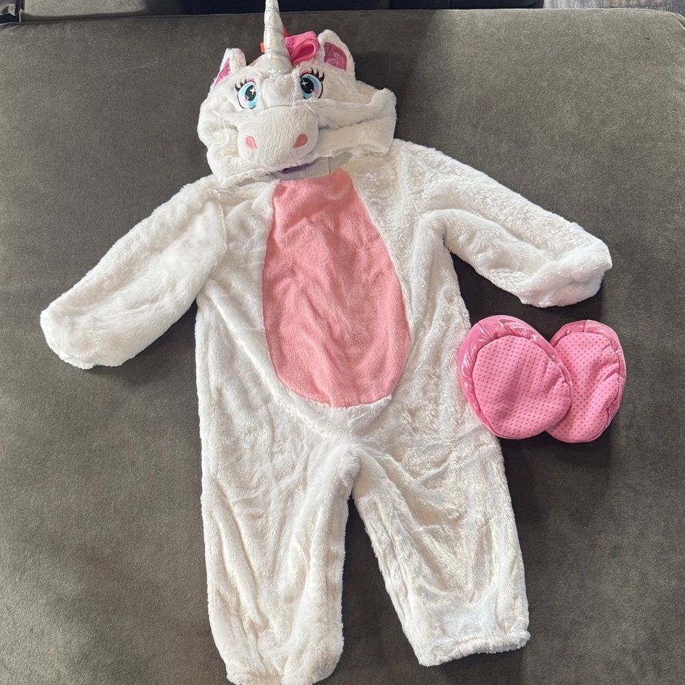 Unicorn Infant Toddler Costume Halloween White & Pink Size 12-24 Months *READ